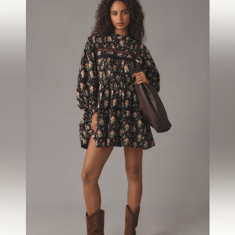 Anthropologie Pilcro swing mini dress, m, mock neck, long sleeve